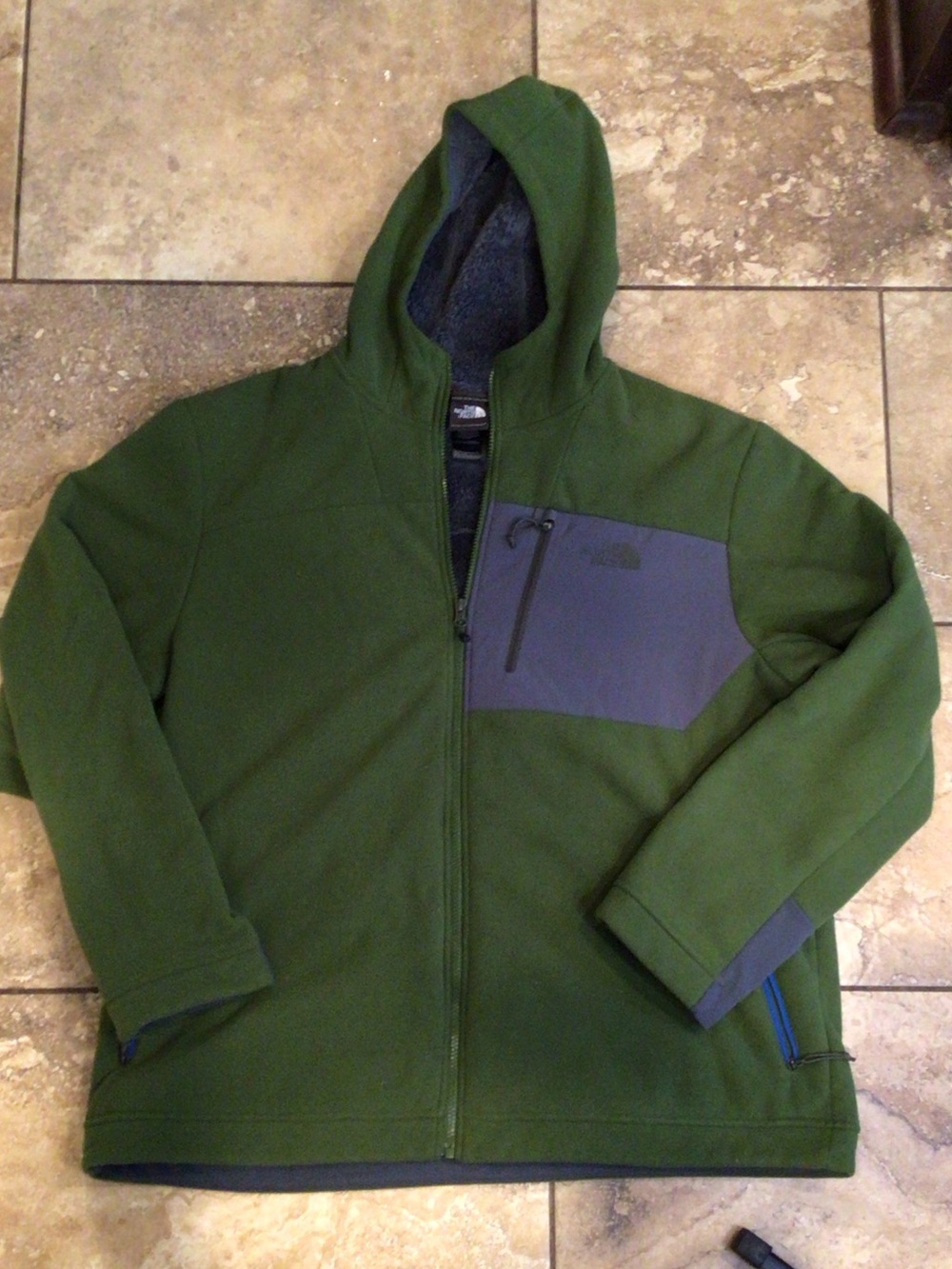 The North Face Olive Green & Charcoal Hooded Fleece Jacket
